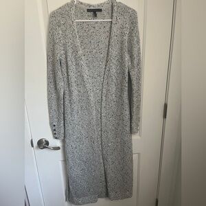 White House Black Market Gray Longline Open Front Duster Cardigan - Size S